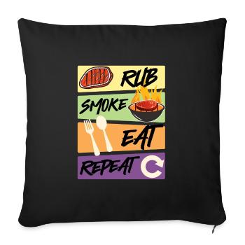 Grillmeister RUB SMOKE EAT REPEAT Meat Eater - Sofa pillowcase 17,3'' x 17,3'' (45 x 45 cm) - black - Front