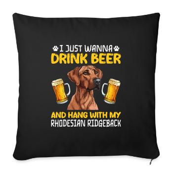 Ridgeback JUSTE VOULOIR BOIRE DE LA BIÈRE Rhodésian - Housse de coussin décorative 45 x 45 cm - noir - Devant