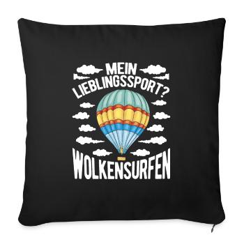 Ballon pilote ballon ballon à gaz montgolfière - Housse de coussin décorative 45 x 45 cm - noir - Devant