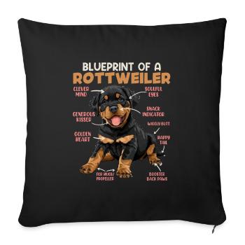 Rottie BLUEPRINT OF A ROTTWEILER Besitzer Lustiges - Sofakissenbezug 45 x 45 cm - Schwarz - Vorne