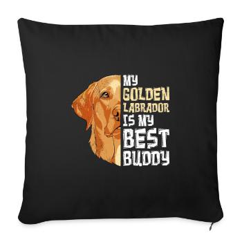 Chien Labrador Mon Labrador Doré mon meilleur ami - Housse de coussin décorative 45 x 45 cm - noir - Devant