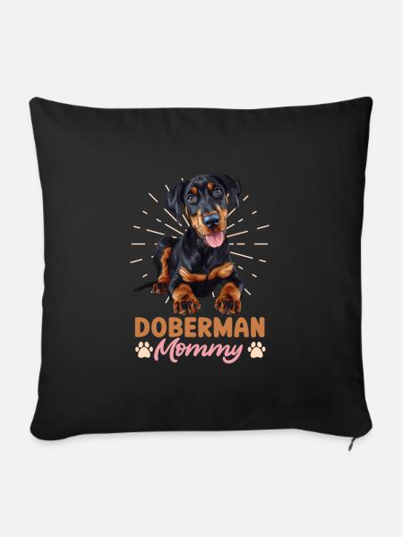 DOBERMANN MUTTI Hundebesitzer Dobermänner - Sofakissenbezug 45 x 45 cm - Schwarz