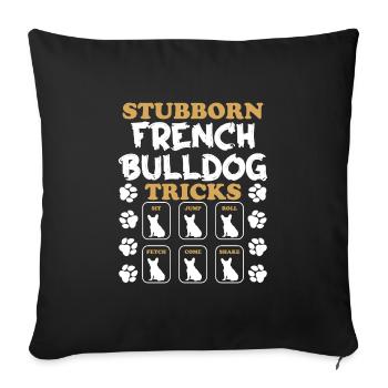 Funny Frenchie TOURS DE BOULEDOGUE FRANÇAIS TÊTU - Housse de coussin décorative 45 x 45 cm - noir - Devant
