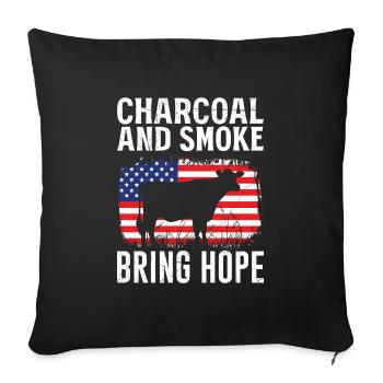 Barbecue USA Le charbon de bois et la fumée apportent de l’espoir - Housse de coussin décorative 45 x 45 cm - noir - Devant