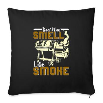 Meat Lovers REAL MEN SMELL LIKE SMOKE Funny - Sofa pillowcase 17,3'' x 17,3'' (45 x 45 cm) - black - Front
