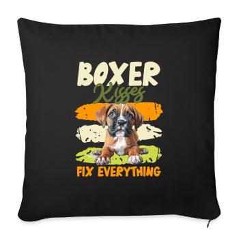 BOXER KISSES FIX EVERYTHING Boxer allemand - Housse de coussin décorative 45 x 45 cm - noir - Devant