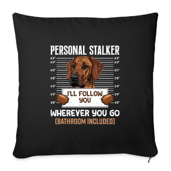 Rhodesian Ridgeback PERSONNEL STALKER Drôle - Housse de coussin décorative 45 x 45 cm - noir - Devant