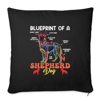 Berger allemand PLAN D’UN BERGER ALLEMAND Drôle - Housse de coussin décorative 45 x 45 cm - noir - Devant