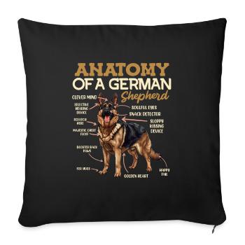 Anatomy of the German Shepherd Funny - Sofa pillowcase 17,3'' x 17,3'' (45 x 45 cm) - black - Front