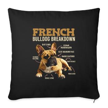 Frenchie FRENCH BULLDOG BREAKDOWN Drôle - Housse de coussin décorative 45 x 45 cm - noir - Devant