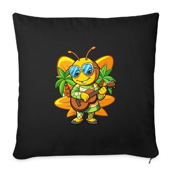 Funny Bee Cartoon Summer Beach Lunettes de soleil Guitare - Housse de coussin décorative 45 x 45 cm - noir - Devant