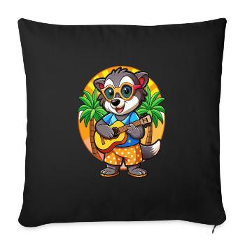 Lunettes de soleil drôle blaireau dessin animé plage d’été - Housse de coussin décorative 45 x 45 cm - noir - Devant