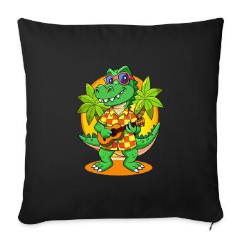 Lunettes de soleil de plage d’été de dessin animé crocodile drôle - Housse de coussin décorative 45 x 45 cm - noir - Devant