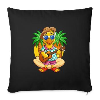 Drôle Canard Dessin Animé Plage D’été Lunettes De Soleil Guitare - Housse de coussin décorative 45 x 45 cm - noir - Devant
