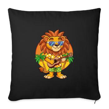 Funny Lion Cartoon Summer Beach Sunglasses Guitar - Sofa pillowcase 17,3'' x 17,3'' (45 x 45 cm) - black - Front