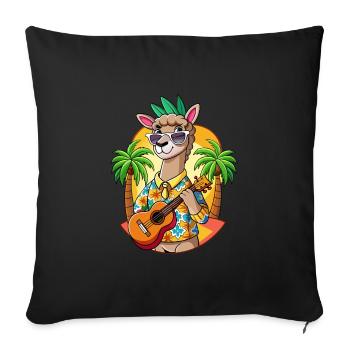 Funny Llama Cartoon Summer Beach Sunglasses Guitar - Sofa pillowcase 17,3'' x 17,3'' (45 x 45 cm) - black - Front