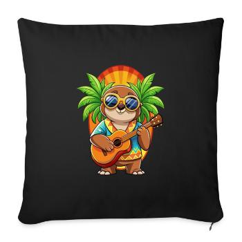 Funny Sloth Cartoon Summer Beach Sunglasses Guitar - Sofa pillowcase 17,3'' x 17,3'' (45 x 45 cm) - black - Front