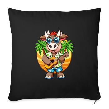 Lustige Kuh Cartoon Sommer Strand Sonnenbrille Gitarre - Sofakissenbezug 45 x 45 cm - Schwarz - Vorne