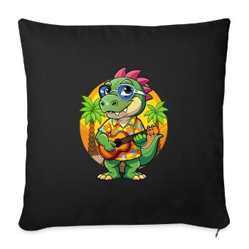 Lunettes de soleil de plage d’été de dessin animé de dinosaure drôle - Housse de coussin décorative 45 x 45 cm - noir - Devant