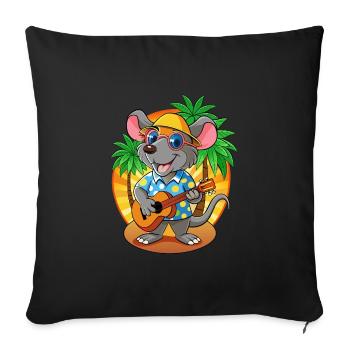 Lustige Ratte Cartoon Sommer Strand Sonnenbrille Gitarre - Sofakissenbezug 45 x 45 cm - Schwarz - Vorne