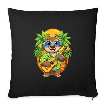 Funny Sloth Cartoon Summer Beach Sunglasses Guitar - Sofa pillowcase 17,3'' x 17,3'' (45 x 45 cm) - black - Front