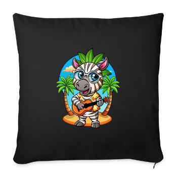 Funny Zebra Cartoon Summer Beach Sunglasses Guitar - Sofa pillowcase 17,3'' x 17,3'' (45 x 45 cm) - black - Front
