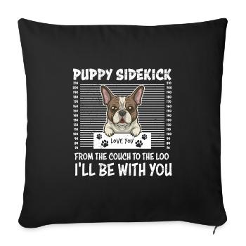 Bouledogue français Gardez un œil sur vous - Housse de coussin décorative 45 x 45 cm - noir - Devant