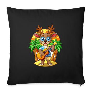 Funny Deer Cartoon Summer Beach Sunglasses Guitar - Sofa pillowcase 17,3'' x 17,3'' (45 x 45 cm) - black - Front