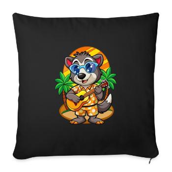 Lunettes de soleil drôle blaireau dessin animé plage d’été - Housse de coussin décorative 45 x 45 cm - noir - Devant