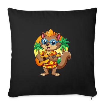Drôle d’écureuil d’été plage lunettes de soleil hawaïenne - Housse de coussin décorative 45 x 45 cm - noir - Devant