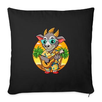 Lunettes de soleil de plage d’été de chèvre drôle hawaïenne - Housse de coussin décorative 45 x 45 cm - noir - Devant