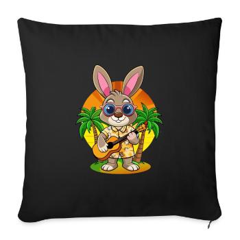 Lunettes de soleil de plage d’été de lapin drôle hawaïenne - Housse de coussin décorative 45 x 45 cm - noir - Devant