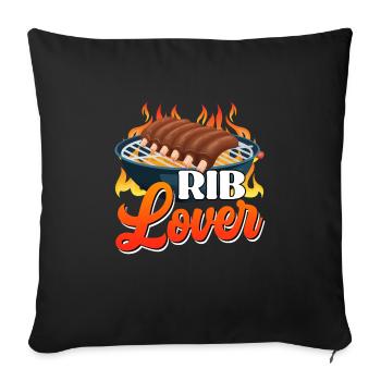 Fleischliebhaber RIB LOVER Grillfeier Lustiges - Sofakissenbezug 45 x 45 cm - Schwarz - Vorne