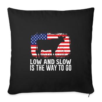 Fun BBQ LOW AND SLOW THE WAY TO GO Barbecue - Sofa pillowcase 17,3'' x 17,3'' (45 x 45 cm) - black - Front