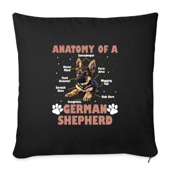 Propriétaire de chien ANATOMIE DU BERGER ALLEMAND - Housse de coussin décorative 45 x 45 cm - noir - Devant