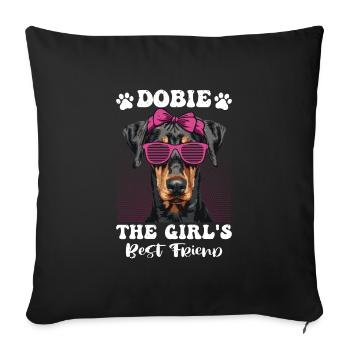 DOBIE LE MEILLEUR AMI DE LA FILLE Propriétaire de doberman - Housse de coussin décorative 45 x 45 cm - noir - Devant