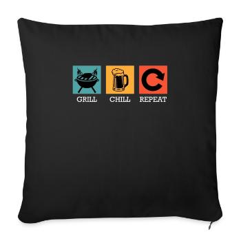 Barbecue party GRILL CHILL REPEAT Amateurs de viande - Housse de coussin décorative 45 x 45 cm - noir - Devant