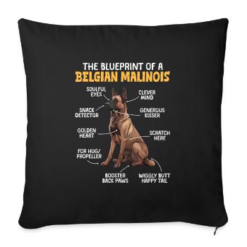 Belgischer Schäferhund BLUEPRINT OF A BEGLIAN - Sofakissenbezug 45 x 45 cm - Schwarz - Vorne