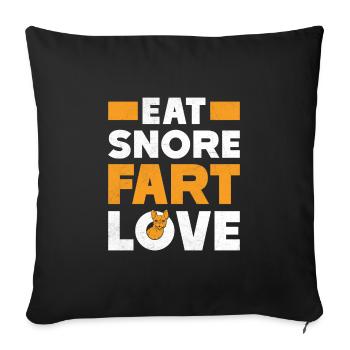Bouledogue français MANGER RONFLEMENT PET AMOUR - Housse de coussin décorative 45 x 45 cm - noir - Devant