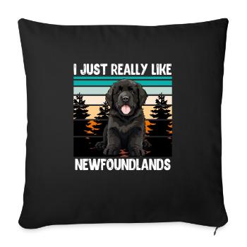 Neufundländer J’AIME VRAIMENT TERRE-NEUVE - Housse de coussin décorative 45 x 45 cm - noir - Devant