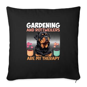 GARDENING AND ROTTWEILERS ARE THERAPY Rottie - Sofa pillowcase 17,3'' x 17,3'' (45 x 45 cm) - black - Front