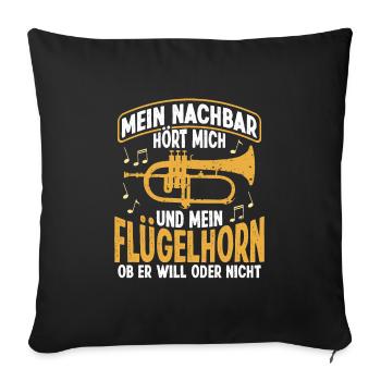 Badge de joueur de bugle Joueur de bugle - Housse de coussin décorative 45 x 45 cm - noir - Devant