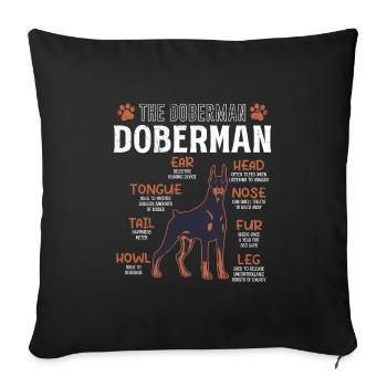 DOBERMAN Bauplan Lustiges Doberman Hundebesitzer - Sofakissenbezug 45 x 45 cm - Schwarz - Vorne