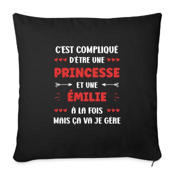 Émilie - Housse de coussin décorative 45 x 45 cm - noir - Devant