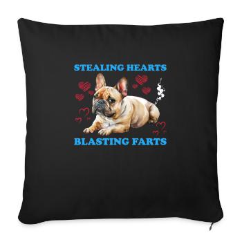 Bouledogue français VOLER DES CŒURS EXPLOSER - Housse de coussin décorative 45 x 45 cm - noir - Devant