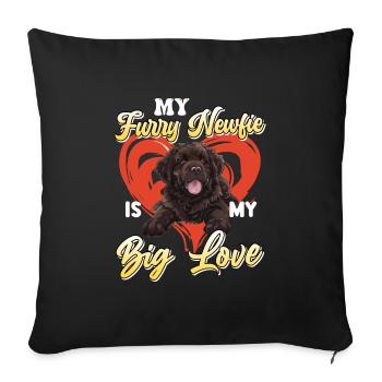Newfoundland MY FURRY NEWFOUNDLAND LOVE - Sofa pillowcase 17,3'' x 17,3'' (45 x 45 cm) - black - Front