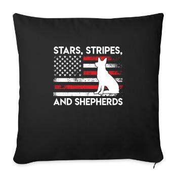 America STARS STRIPES AND SHEPHERDS German - Sofa pillowcase 17,3'' x 17,3'' (45 x 45 cm) - black - Front