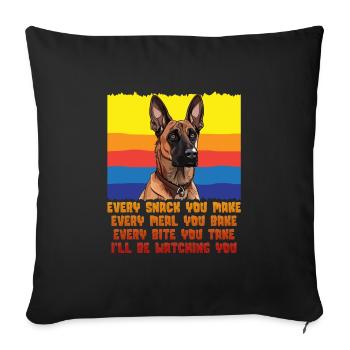Malinois CHAQUE SNACK QUE VOUS PRÉPAREZ BELGE - Housse de coussin décorative 45 x 45 cm - noir - Devant