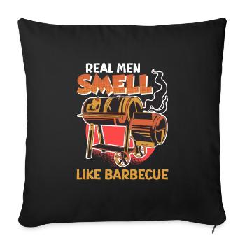 Meat lovers REAL MEN SMELL LIKE BARBECUE - Sofa pillowcase 17,3'' x 17,3'' (45 x 45 cm) - black - Front