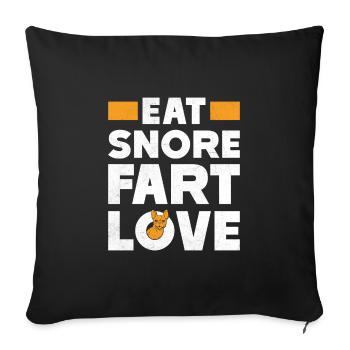 Bouledogue français MANGER RONFLEMENT PET AMOUR - Housse de coussin décorative 45 x 45 cm - noir - Devant